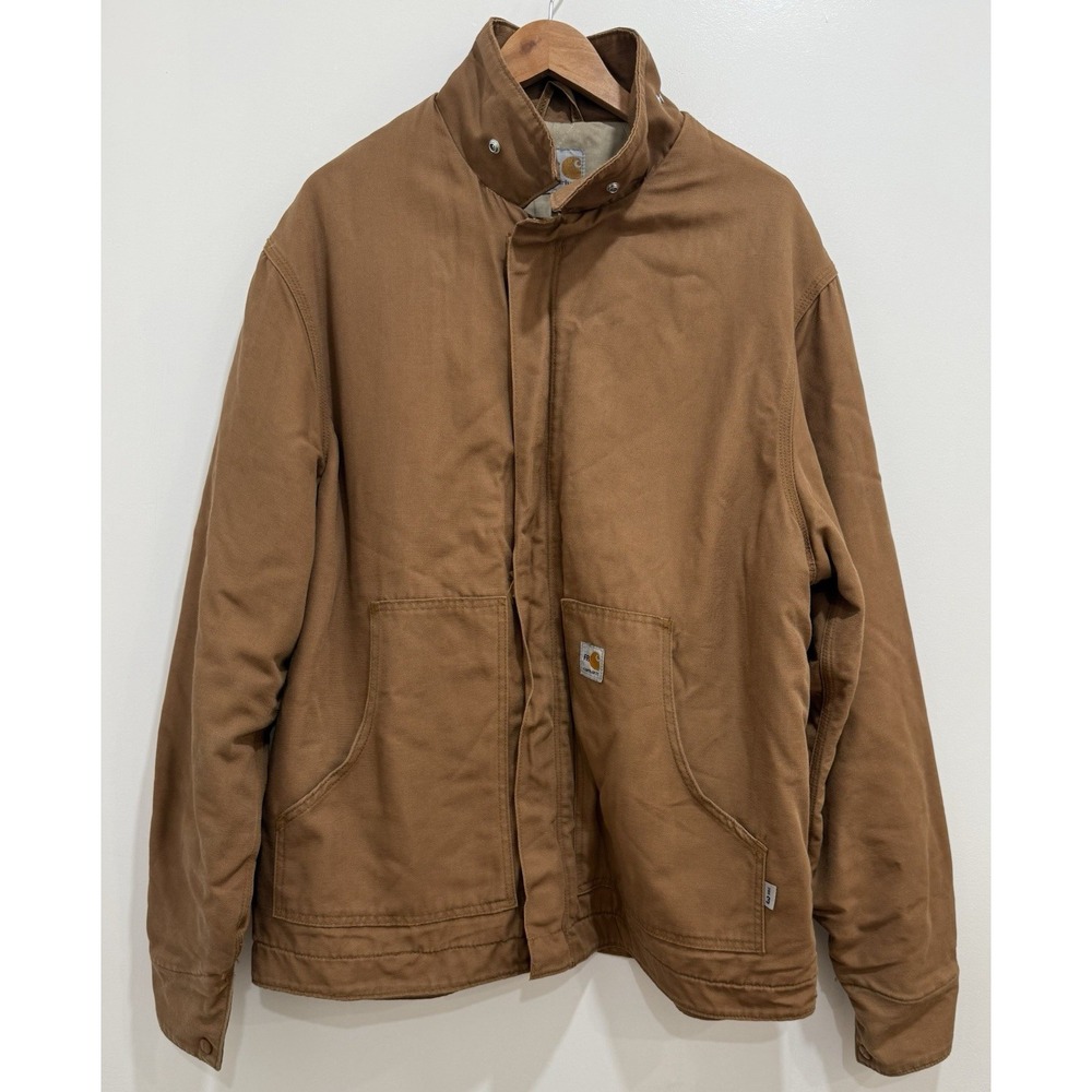 Vintage Carhartt FR Duck Canvas Work Jacket XL Tall Quilt Lined FRJ164 BRN